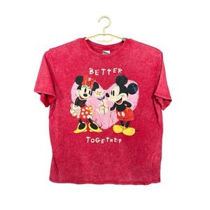 Disney Womens‎ T-Shirt Minnie & Mickey Mouse Together Forever Size XL Red